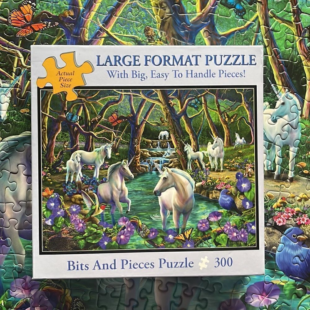 Unicorn Puzzle.  Bits and pieces brand.  300 pieces. Large format.